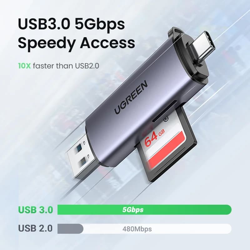 USB 3.0 & USB-C SD/MicroSD 카드 리더기