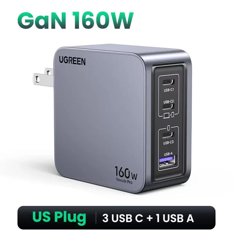 160W GaN USB-C 벽면 충전기, PD3.1