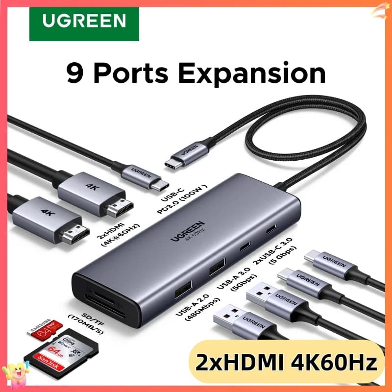 듀얼 4K HDMI 및 PD100W 지원 9-in-1 USB-C 허브