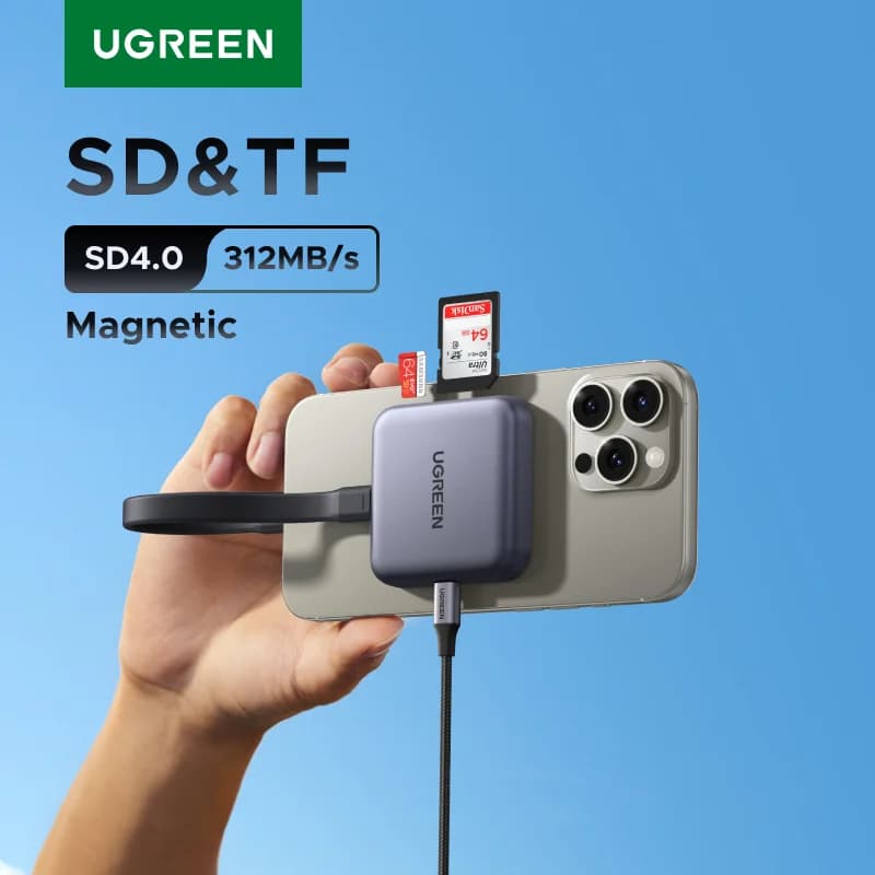 자석식 USB-C SD/TF 카드 리더기, 312MB/s