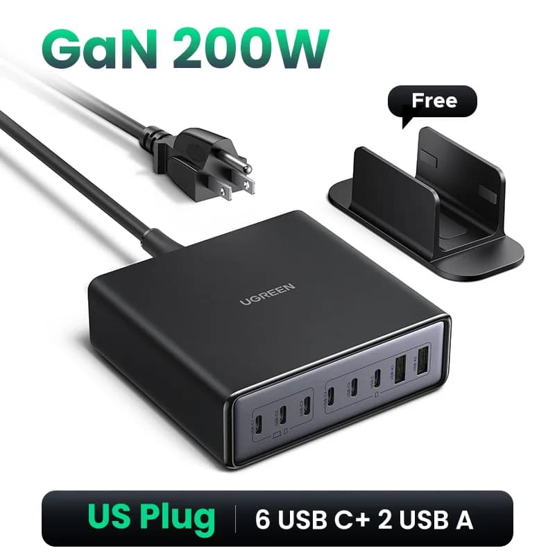 200W 8-in-1 GaN 데스크톱 충전 스테이션