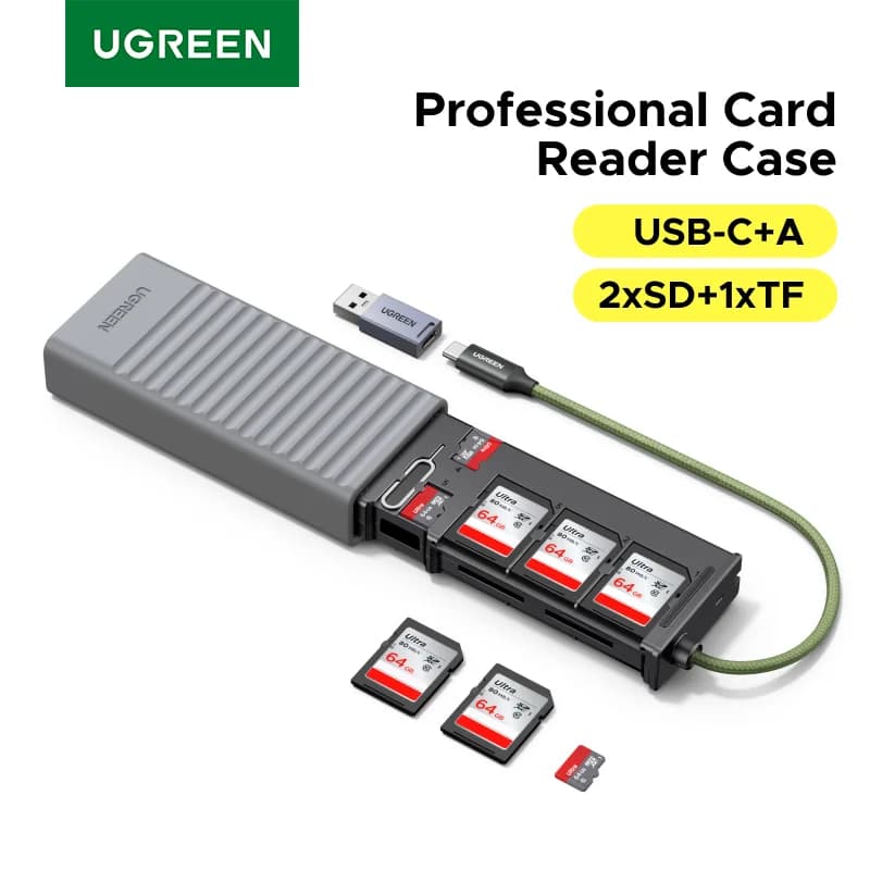 12슬롯 USB-C SD/TF 카드 리더기 및 케이스