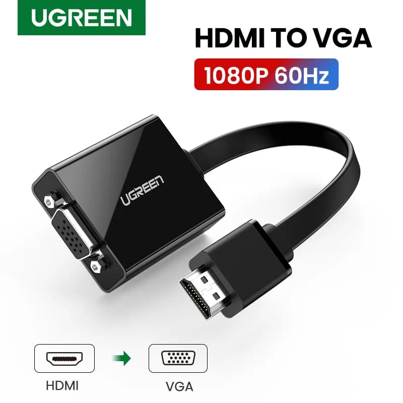 HDMI to VGA 어댑터 (3.5mm 오디오 지원, 1080P)