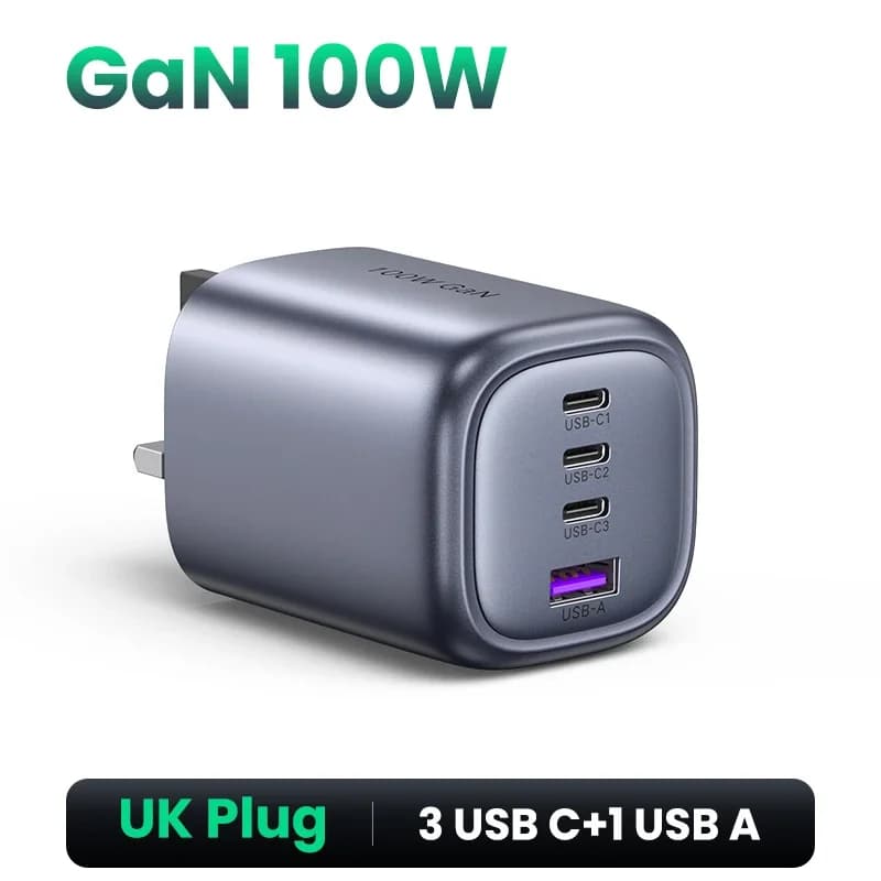 100W GaN USB-C 고속 충전기, UK 플러그