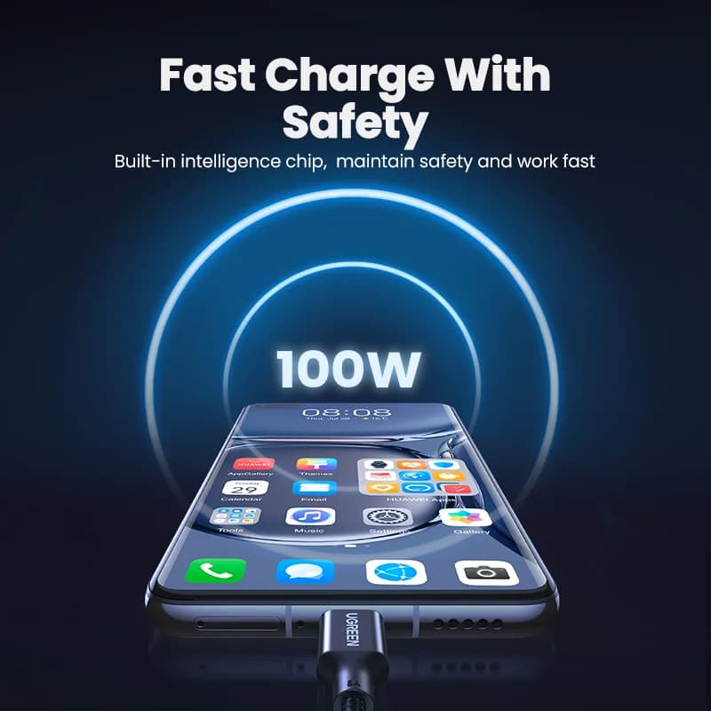 100W USB-A to USB-C 슈퍼 차징 케이블