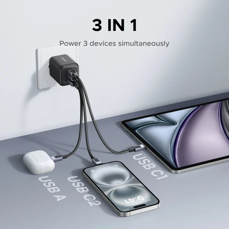 45W GaN USB-C 벽면 충전기, EU 플러그