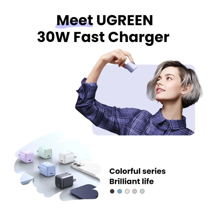 30W GaN USB-C 고속 벽면 충전기