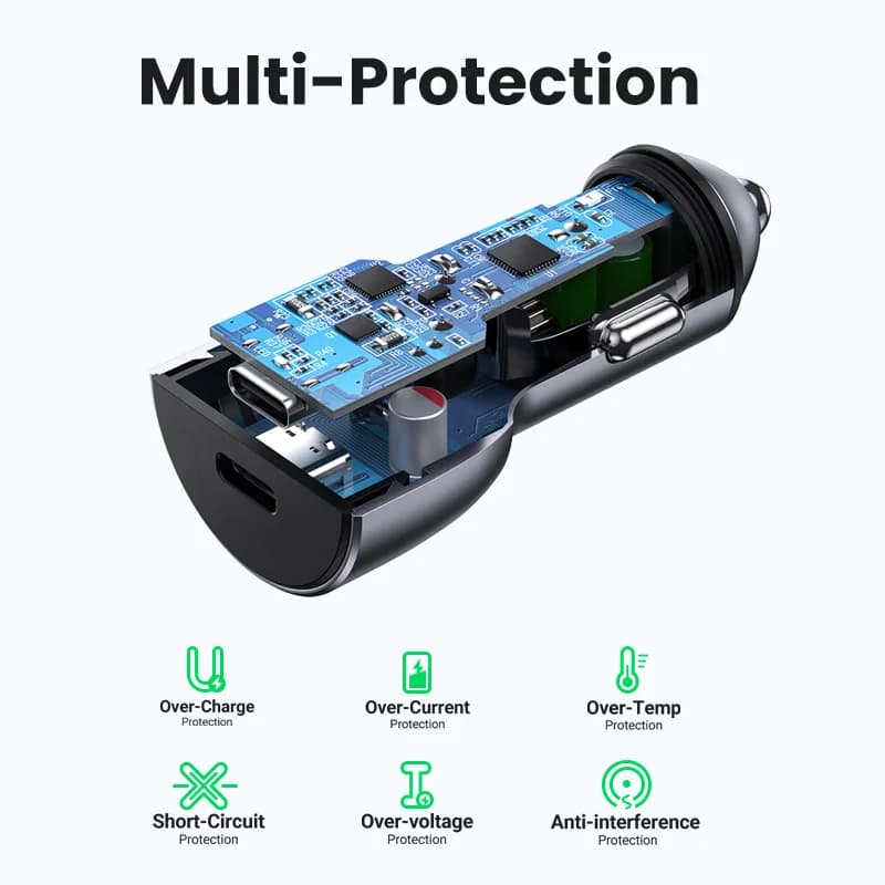 36W 퀵 차지 4.0 USB 차량용 충전기 (Type-C 포함)