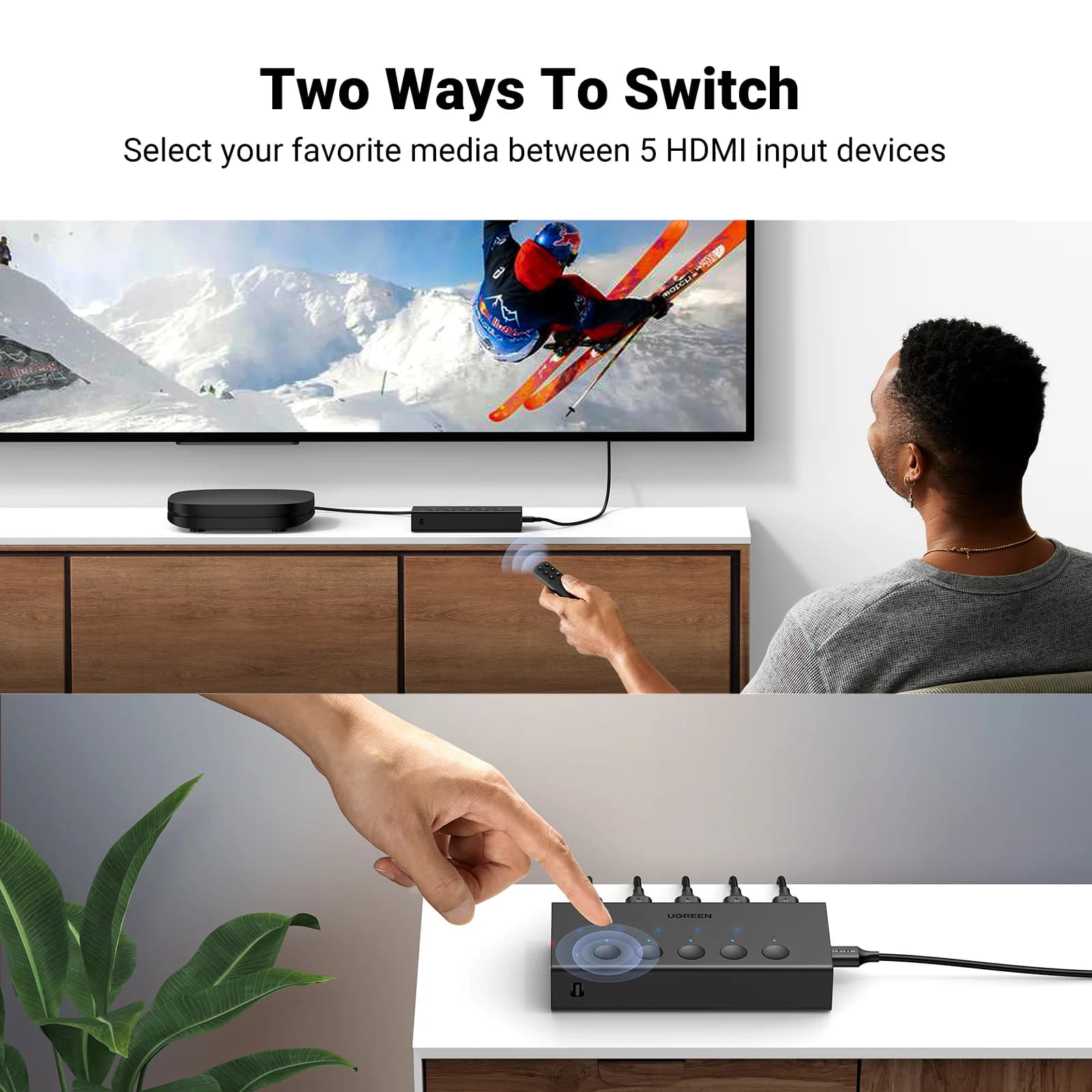 리모컨 포함 5포트 4K HDMI 스위처