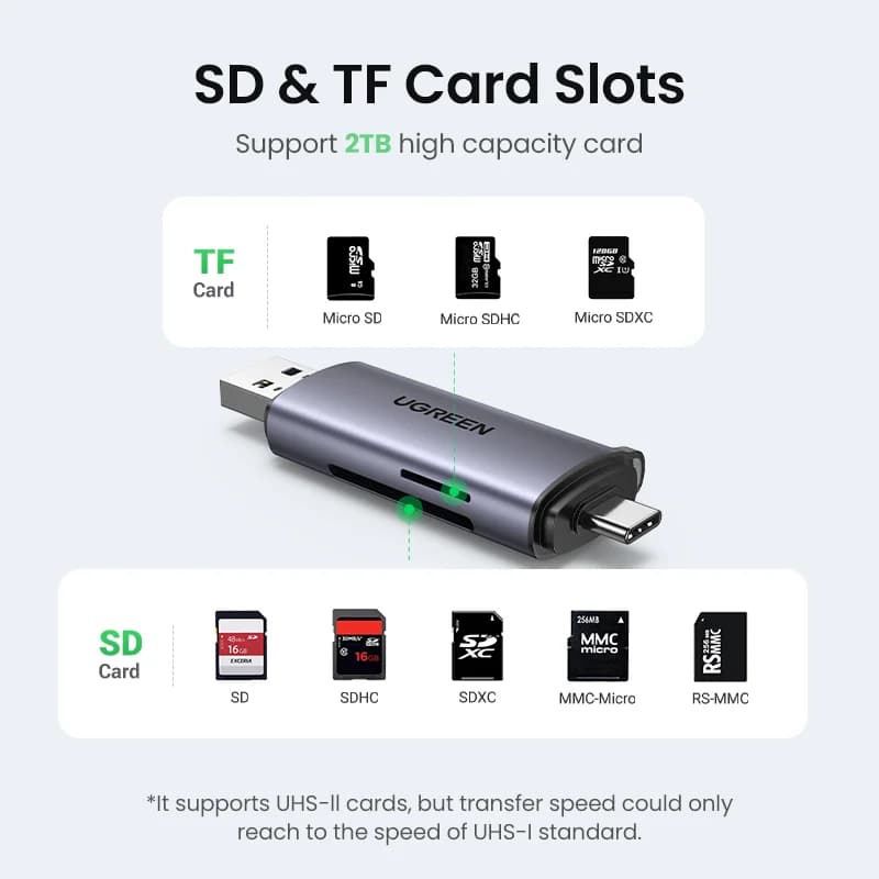 USB 3.0 & USB-C SD/MicroSD 카드 리더기