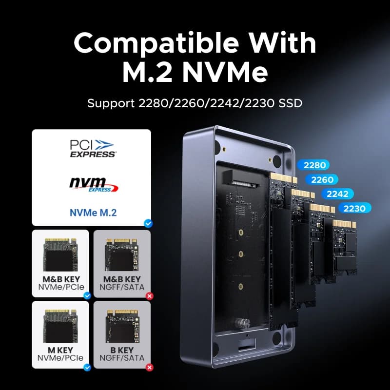 USB4 M.2 NVMe SSD 외장 케이스, 40Gbps, 썬더볼트 지원