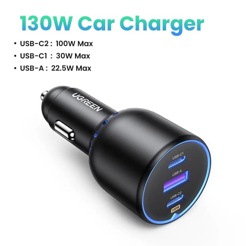 130W USB-C 차량용 고속 충전기, PD3.0