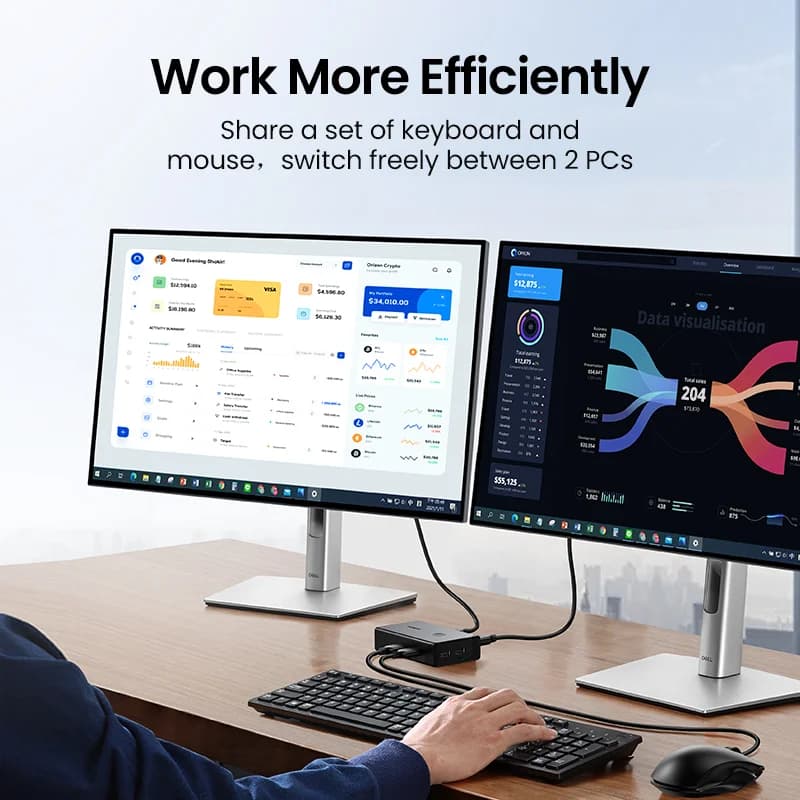 4K HDMI KVM 스위치, 2대 PC 공유, USB 2.0