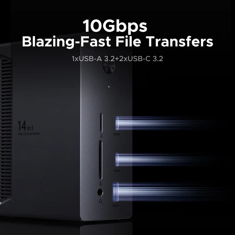 14-in-1 USB-C 독스테이션, 트리플 디스플레이, 10Gbps