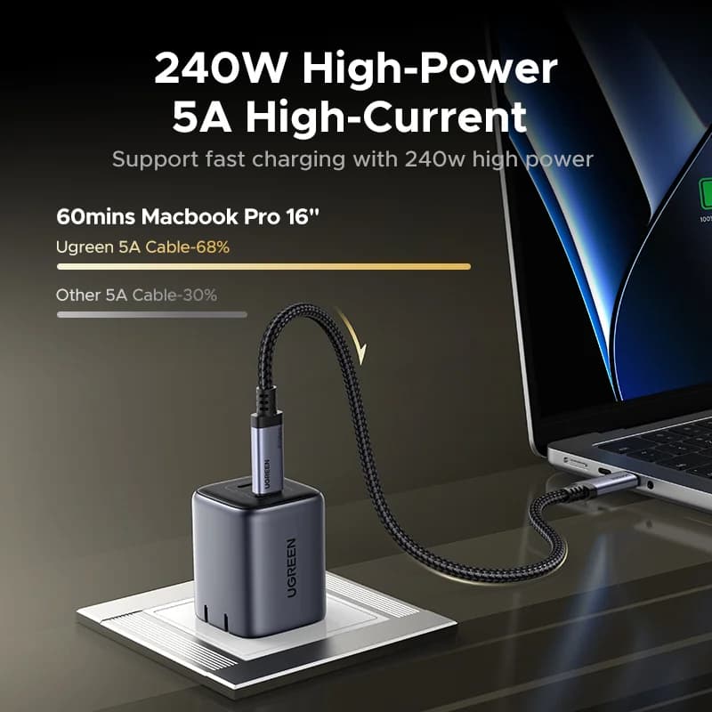 USB4 USB-C 케이블, 240W PD, 80Gbps 데이터 전송