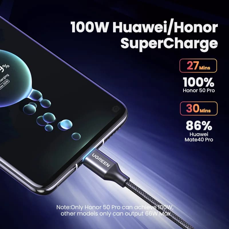 100W USB-A to USB-C 슈퍼 차징 케이블