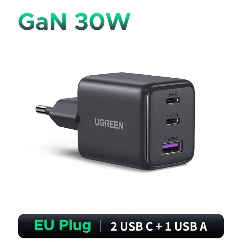 45W GaN USB-C 벽면 충전기, EU 플러그