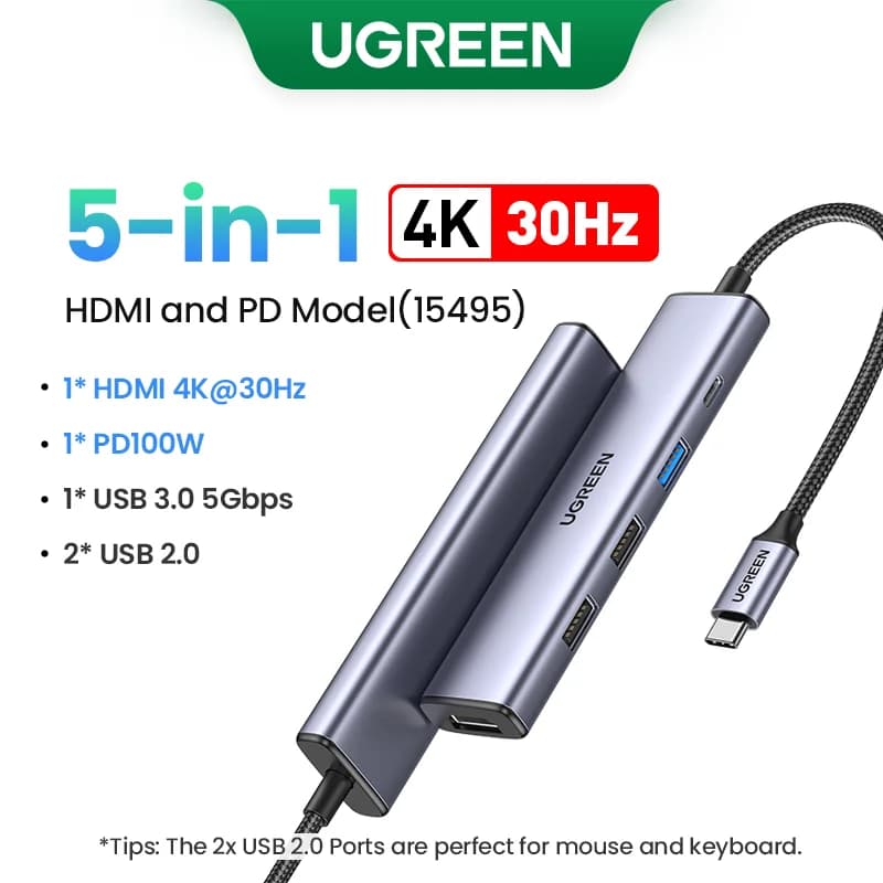 4K HDMI, SD/TF, 100W PD 지원 USB-C 허브