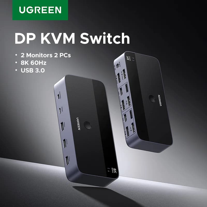 듀얼 모니터 KVM 스위치, 8K/60Hz, USB 3.0