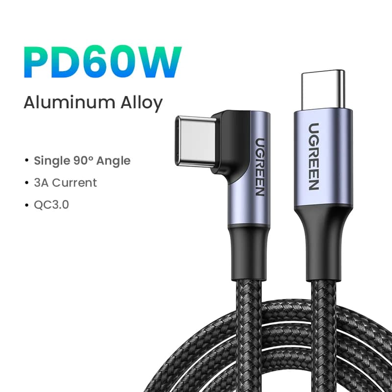 90도 각도 USB-C 케이블, 100W PD, 게임용
