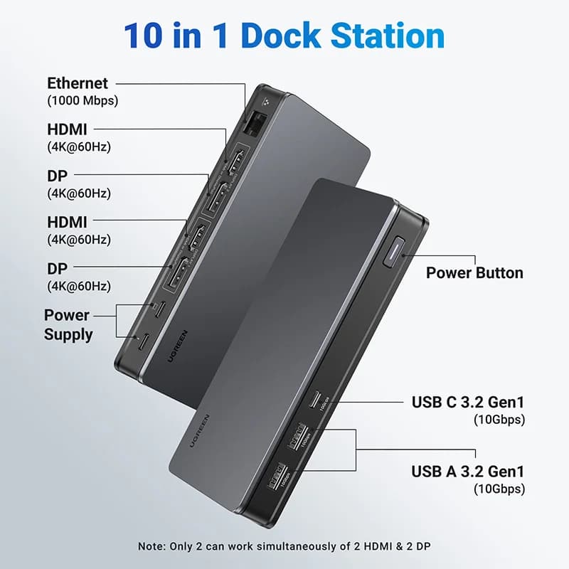 트리플 디스플레이 지원 9-in-1 USB-C 도킹 스테이션