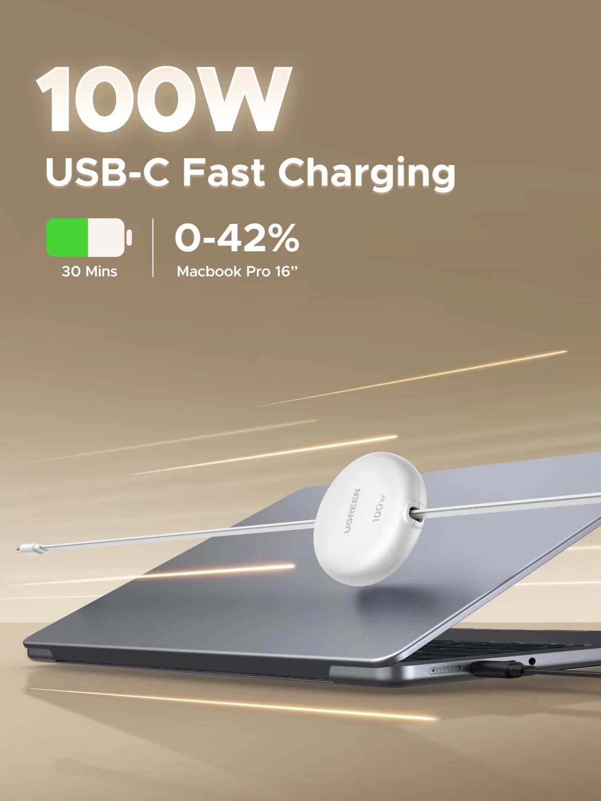 리트랙터블 USB-C to USB-C 케이블, 100W PD